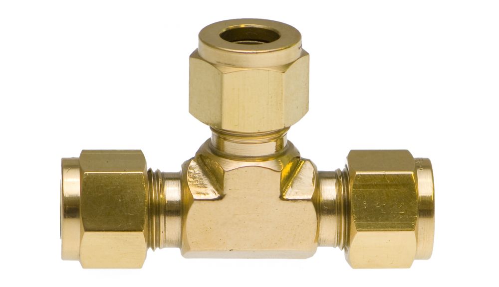 1/2&quot;-3/8 &quot; Brass Compression Tee Fitting