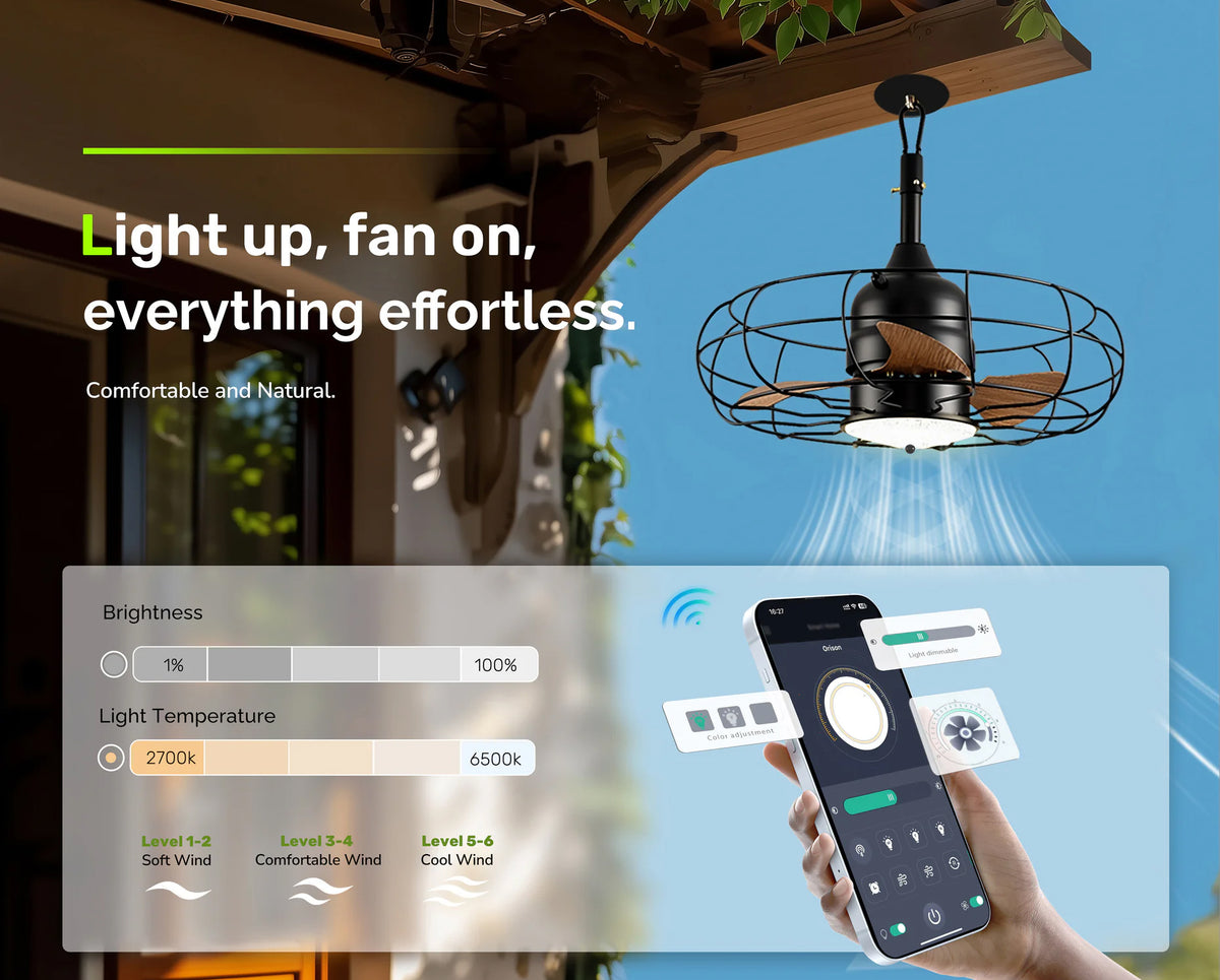 Outdoor Smart Caged Ceiling Fan