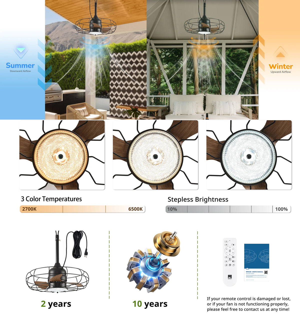 Outdoor Smart Caged Ceiling Fan